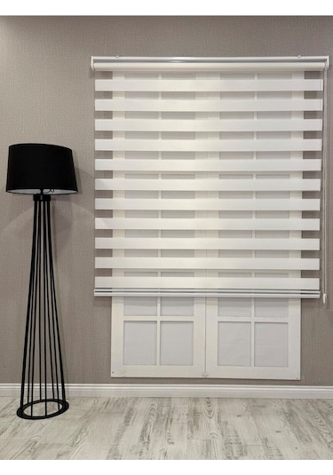 Donatti Bambu Zebra Stor Güneşlik Perde Beyaz Beyaz