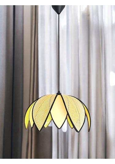 Modern Hazeran Görünümlü Çift Yapraklı Çiçek Şeklinde Bohem Rustik Avize - Bej Bej