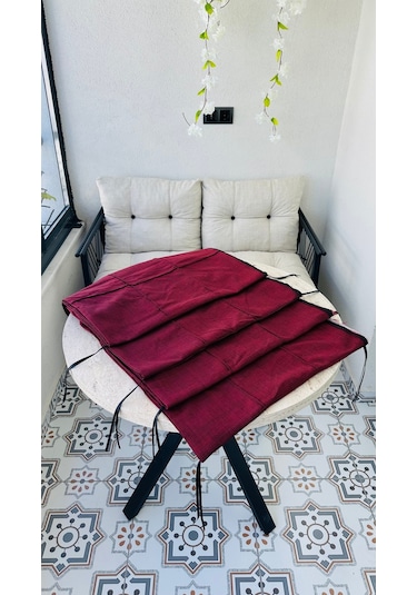 Bahçe Balkon Takımı Minder Kılıf Takımı 4 Adet Bordo