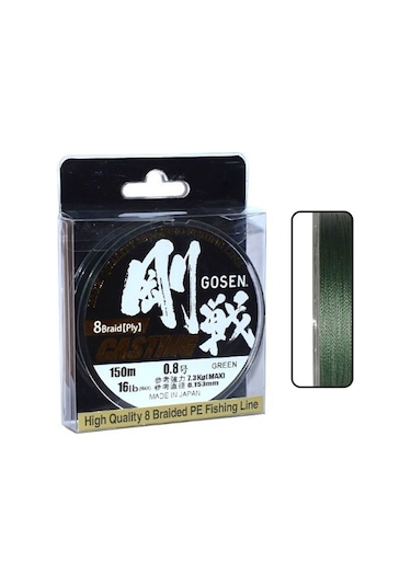 Gosen W8 Casting PE 8 Örgü1 PE 0,171mm 150mt Koyu Yeşil İp Misina