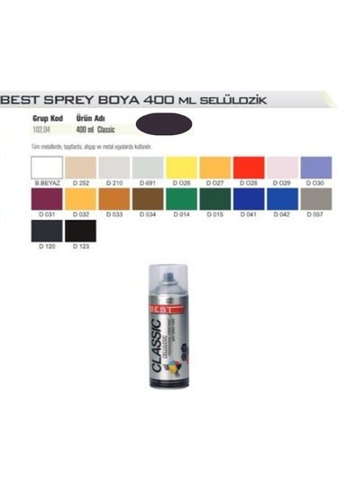 Best Classic Sprey Boya 400 ML Parlak Siyah Tekli