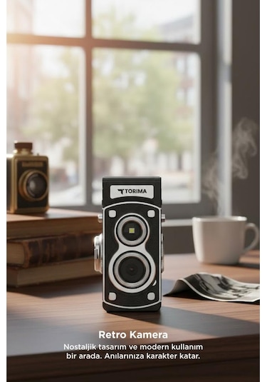 Torima CMR44 Mini Retro Dijital Fotoğraf Makinesi Siyah