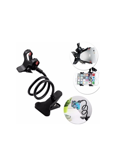 Akrobat Telefon Tutucu Spiral Gövdeli Oynar Başlıklı - Siyah Evv-