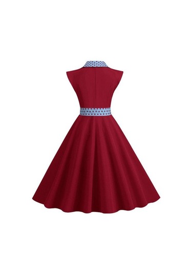 Zarif Bayan Elbise Nokta Baskılı Yaka Yaka Yay Üzerinde Bel Tatlı Tarzı Rahat Parti Elbise Kolsuz Sıkı Bel Ince Orta Uzunlukta Elbise Kadın Sarı