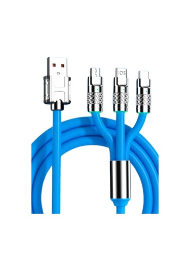 Buffer Kutulu 3 Şarj Aleti 1 Arada Çinko Alaşım Hızlı Şarj Kablosu Mavi 3 İn 1 Çok Renkli