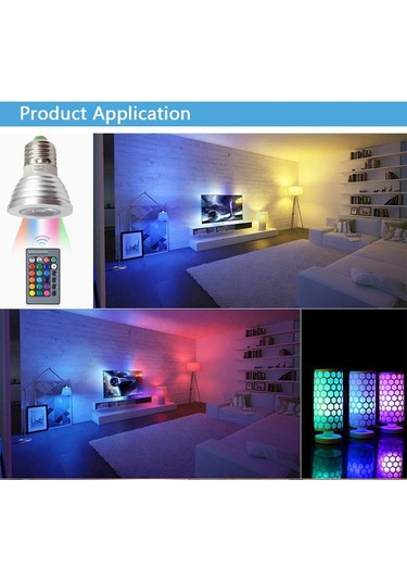 Vkemall Rgb Renk Değiştirir Led Spot Işığı, 16 Renkli Ir Kumanda, 30w Cob, 300lm, E27, 50000 Saat, Gümüş Gümüş