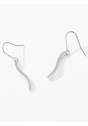 Brezza Lusso Jewelry Timeless Series Zarafet Dalgası Gümüş Kadın Küpe Gümüş