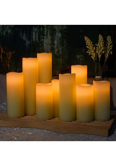 Willowhaven 12li Uzaktan Kumandalı Pil İle Çalışan Titreşimli Led Mum Seti 4 5 6 7 İnç Diğer