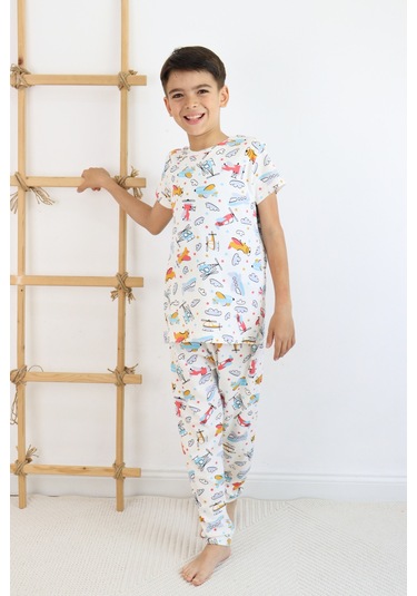 Harika Kids Erkek Çocuk Baskılı Pamuklu Penye Kumaş Pijama Takımı 001