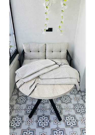 Bahçe Balkon Takımı Minder Kılıfı 1 Adet Krem