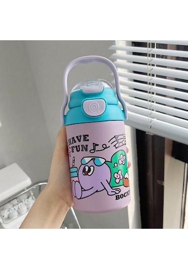 Clothing Finds Kızlar Için Termos Kupa 2024 Çocuklar Için Yeni Yüksek Değerli 316 Paslanmaz Çelik Su Bardağı Taşınabilir Sevimli Hasır Bardak Telw0ı Mor