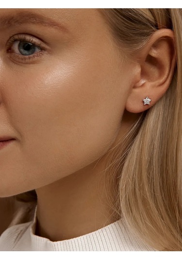 Zoloto Russkih 925 Ayar Gümüş Sünger Taşlı Helix Labret Küpe Piercingi 156113793 Gri