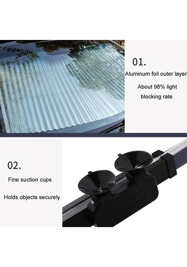 65x150 Cm Araba Ön Dişli Otomatik Geri Çekilebilir Güneşlik Ev Pileli Pencere Kaplama