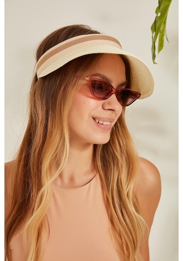Hasır Vizör Şapka Uv Korumalı Siperlik Plaj Şapkası