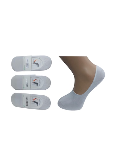Design 3'lü Erkek Bambu Babet Çorap - Beyaz