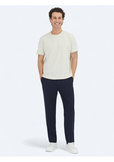 Taş Düz Bisiklet Yaka %100 Pamuk T-shirt Taş