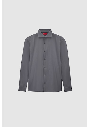 D'S Damat Ds Damat Slim Fit Antrasit Italyan Yaka Armürlü Uzun Kollu Kolay Ütülenebilir Nefes Alan Dört Mevsim 2HF02ORT3185 Antrasit
