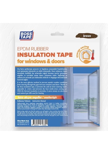 Boss Tape Epdm Kauçuk Pencere Kapı İzolasyon Bandı 5mmx15mmx5mt Kahverengi