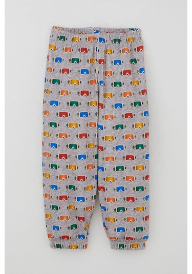 Breeze Erkek Çocuk Pijama Takımı Renkli Kayakçı Gözlüğü Desenli 1-3 Yaş, Gri Melanj Gri Melanj