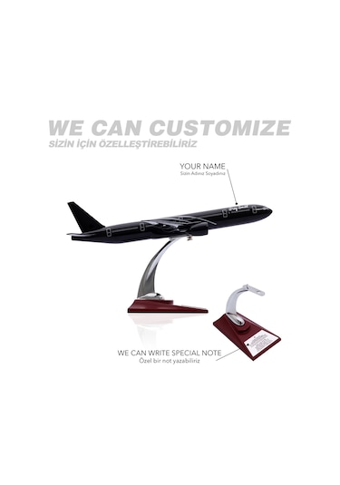 Zekupp - Maket Uçak - Boeing 777-300 1/200 - SİYAH ÖZEL TASARIM Model Uçak