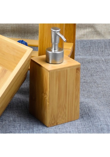 Reedark 220ml Bambu Sıvı Sabunluk - Banyo Ve Mutfak İçin Şık Ve Pratik Pompalı Dispenser Kahverengi