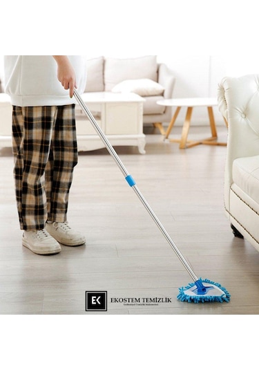 Ekostem Mini Boy Teleskopik Mikrofiber Makarna Uçlu Mavi Mop