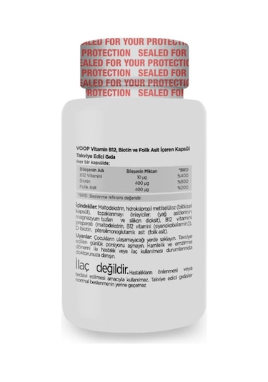 Voop B12 Biotin ve Folik Asit İçeren Takviye Edici Gıda 60 Kapsül