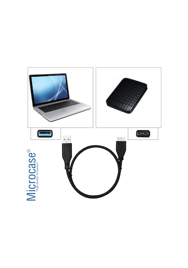 Microcase Usb 3.0 Harici Hdd Hard Disk Kablosu 30 Cm Siyah Al2612