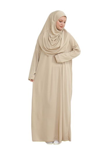 Keseli Namaz Elbisesi Eşarp Ve Tesbih Hazır Tesettür Giyim Türban Müslüman Giysi Takım Vizon