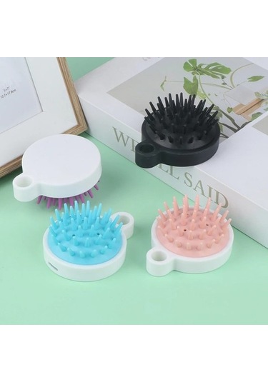Pembe Yumuşak Silikon Şampuan Fırçası - Islak/kuru Saç Masajı İçin Çok Renkli