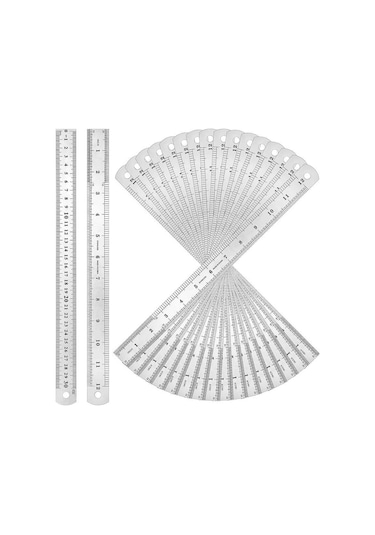 30cm 12 İnch - Çift Taraflı Paslanmaz Çelik Metal Cetvel - Kalınlık 1mm