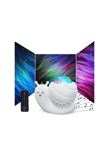 Jeehugo Beyaz Bluetoothlu Salyangoz Gökkuşağı Projeksiyon Lambası - Odalar İçin Stüdyo Atmosferi Ve Müzik Çalar Beyaz