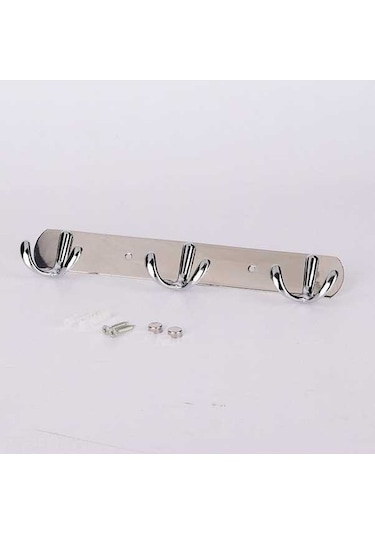 Pazly Paslanmaz Çelik Banyo Askısı Seti - 3 Kancalı, Krom Kaplama, Dayanıklı, Şık, 210x50x55 Mm Diğer