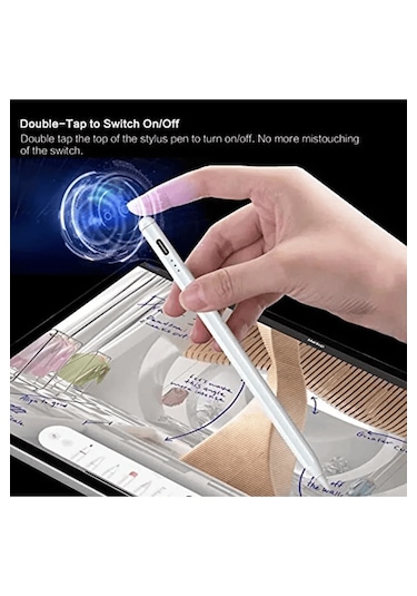 Pixora Universal Tüm Tablet Ve Apple İpad Ve İpad Pro Uyumlu Yükseltilmiş Eğitim Hassasiyetli Dokunmatik Yazı Kalemi Beyaz