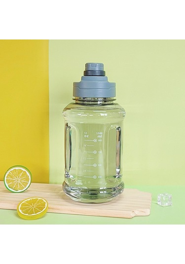 Suntek Spor Ve Seyahat Için Büyük Su Şişesi 1500ml 11x24cm Gri