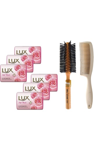 Lux Soft Touch Banyo Sabunu 6 x 80 G + Difaş Saç Fırçası + Tarak