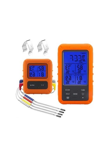 Pazly 4 Probeli Kablosuz Et Termometresi - 100m Menzil, Lcd Ekran, Zamanlayıcı Ve Alarmlı Bbq Aleti/