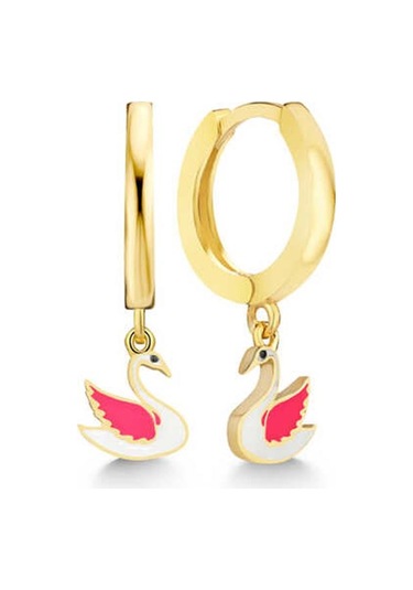 Caelo Gümüş Gold Kuğu Sallantılı Kadın Küpe