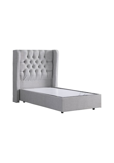 Setaymobilya Baza, Riga Tek Kişilik Baza + Başlık Seti, Açık Gri