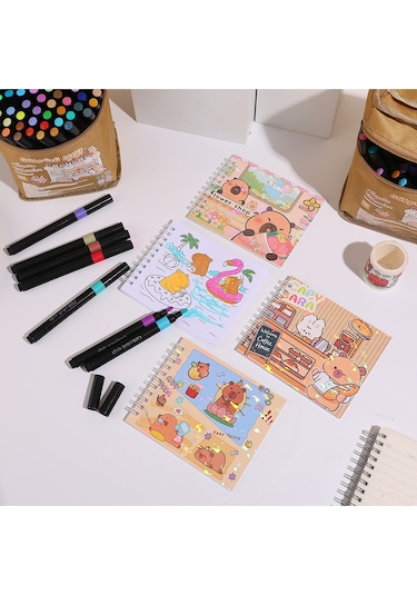 48li Akrilik Marker Kalem Seti - Capybara Desenli