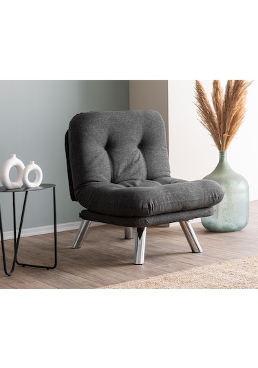 Pafu Hippo Tekli Yataklı Koltuk Keten - Koyu Gri Koyu Gri