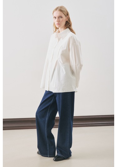 Parçalı Tasarım Gömlek Ekru Ekru