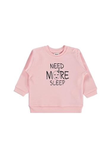 Civil Baby Need More Sleep Baskılı 6-18 Ay Sweatshirt - Pudra Somon