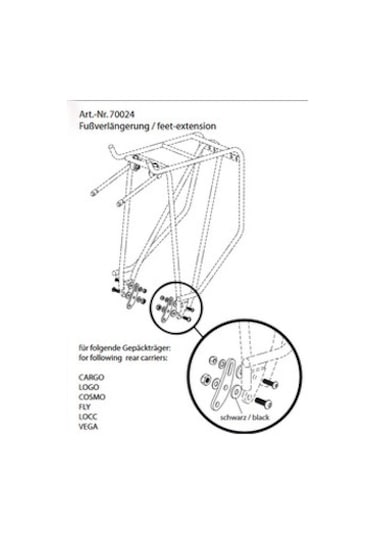 Tubus Tb-70024 Disk Frenli Bisiklete Arka Bagaj Montaj Adaptörü Uzatma Parçası Siyah