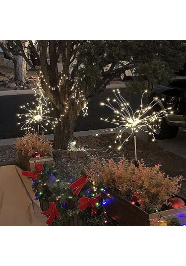 Yunboo Güneş Enerjili Bahçe Işıkları Dış Mekan Sıcak Beyaz 3'lü Otomatik Açık-kapalı Sulama Dayanıklı 120 Led Işıltı Süsü