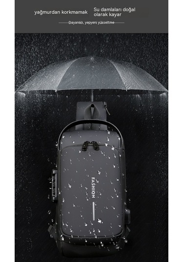 Maoyaya Erkek Motosiklet Çantası Şifre Hırsızlık Önleyici Spor Bel Çantası Gündelik Çapraz Çanta - Siyah Siyah