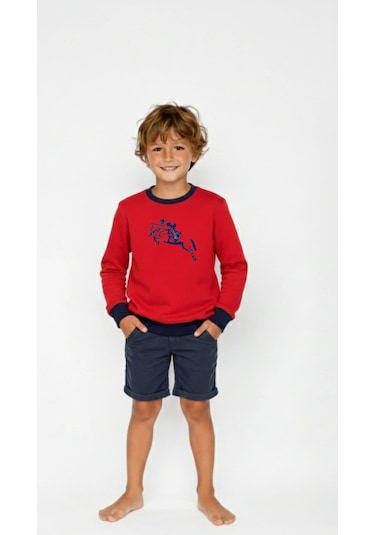 Coupon Çocuk Sweatshirt / Logo Baskılı Kırmızı