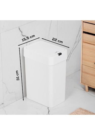 Porsima Me-06 Hareket Sensörlü 9lt Sessiz Banyo Mutfak Çöp Kovası Beyaz