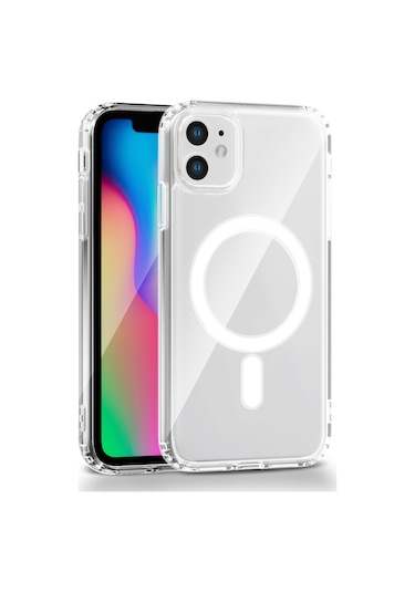 Apple Uyumlu iPhone 11 Kamera Korumalı Magsafe Wireless Şarj Özellikli Lüks Şeffaf Silikon Telefon Kılıfı