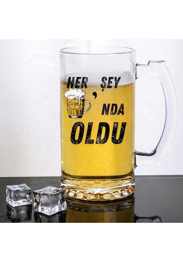 "her Şey Biranda Oldu Tasarım Bira Bardağı Mizahi Hediyelik Cam Bira Bardağı"